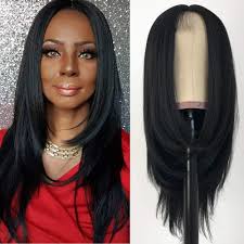 We choose products that do not contain caustic ingredients that cause our hair to thin and bald. Amazon Com Qd Tizer Natural Straight Hair Synthetic Wig Black Color Long Straight Synthetic No Lace Wigs For Fashion Women 18 Inch Beauty