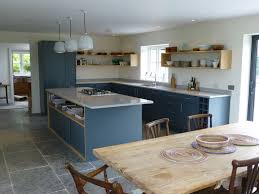 slate gray and oak bespoke kitchen by