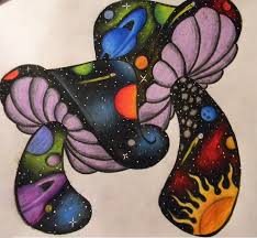 Space Mushrooms Mushroom Art Colored Pencil Drawing Color Pencil Drawing