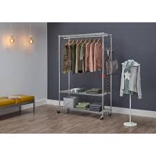 Maybe you would like to learn more about one of these? Trinity 3 Tier Ecostorage Chrome Steel Clothes Rack With Wheels 48 In W X 75 In H Tbfz 2707 The Home Depot