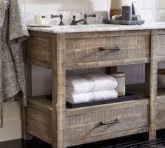 We use natural stone and reclaimed wood that contains distinctive aged characteristics such as divots, knot holes, mortise holes, and original paint and stain remnants. Paulsen Reclaimed Wood Double Vanity Pottery Barn