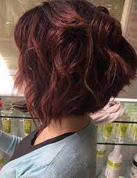 Violet Red Wavy A Line Stacked Bob Stacked Bob Haircut Choppy Bob Hairstyles Stacked Hairstyles