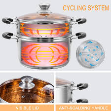 Discover hundreds of ways to save on your favorite products. Buy Vention Stainless Steel Steamer Pot 2 Tier Food Steamer With Basket Double Layer Metal Cooking Steamer Support For Stove And Induction Ideal For Tamale Vegetable Dumpling And Seafood 9 Quarts Online