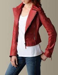 Hmmmm Leather Moto Jacket Womens Leather Jacket Red Jacket