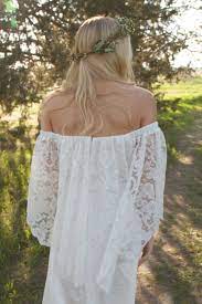 Pretty Lace Off The Shoulder Wedding Dress Flower Crown Casual Bohemian Style Bohemian Style Dresses Boho Wedding Dress Bohemian Dress
