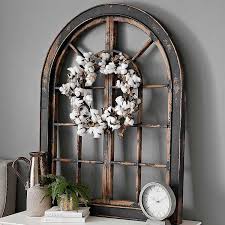 With an open back lattice design this art is sure to impress. Metal Cotton Wreath On White Window Frame Farmhouse Wall Decor Nautical Decor Figurines Decor Sculptures Figurines