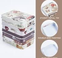 Amazon.com: CREATCABIN 4Pcs Vintage Metal Tin Box Gift Card ...