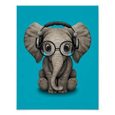 Customizable Baby Elephant Dj With Headphones Poster Zazzle Com Cute Baby Elephant Baby Elephant Cute Animals