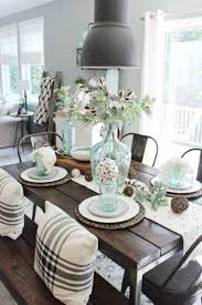When you're planning your table for holiday meals or parties, a simple evergreen runner is one of the quickest things you can execute we love how a cake stand becomes a tree stand in this open shelving display. 50 Stunning Farmhouse Dining Room Decoration Ideas Pimphomee Farmhouse Dining Table Farmhouse Dining Rooms Decor Farmhouse Dining
