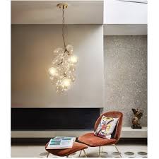 Clear Glass Bubble Pendant Lighting Mid Century Modern 3 5 Lights Hanging Chandelier In Gold Susuohome Com