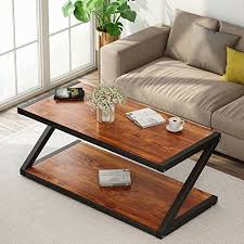 Rustic Coffee Table Little Tree 48 Large Rectangular Wood Center Table With Lower Storage Open In 2020 Living Room Center Modern Industrial Living Room Coffee Table