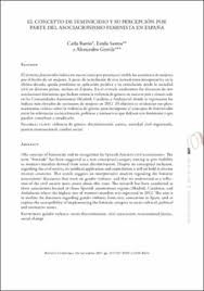 Asesinato de una persona muy importante por su cargo o poder: El Concepto De Feminicidio Y Su Percepcion Por Parte Del Asociacionismo Feminista En Espana