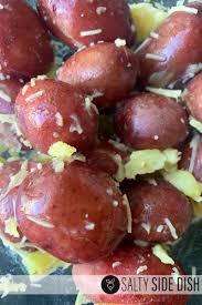 Red potatoes can actually be boiled with the skin still on. Simple Pressure Cooker Red Potatoes With Buttery Parmesan Salty Side Dish