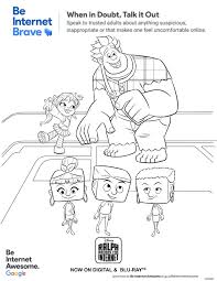 Free Printable Be Brave Coloring Page From Disney Ralph Breaks The Internet Reminds Kids To Be Intern Internet Safety Coloring Pages Internet Safety Activities