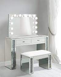 With wooden shelves on the this ikea makeup vanity is simple and elegant! Glam Diamonds Mirrored Makeup Vanity Set Includes Dimmable Etsy