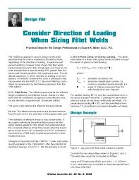 Consider Direction Of Loading When Sizing Fillet Welds