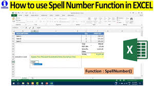How To Use Spell Number Function In Excel Convert Numeric Value As Word Text Youtube