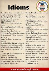 English Idioms List And Meanings Blind Date A Date Where The Two People Have Never Met Before Ge English Vocabulary Words English Words English Phrases Idioms