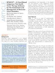 Growing awareness, particularly with the younger and middle age of indian. Pdf Bynocs 1 A Cloud Based Indigenous Tele Health Vision Therapy Software For The Assessment And Management Of Binocular Vision Disorders