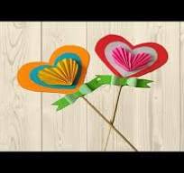 Paper heart stick heart craft - YouTube