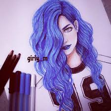 Girly M روان وريناد تحدوني ارسم ب ألوانهم وبلون الأزرق أغلب الرسمه وأنها مارح تطلع حلوه بلون واحد وبعد ماخلصت قالو اصلا عارف How To Draw Hair Girly M Hair Art