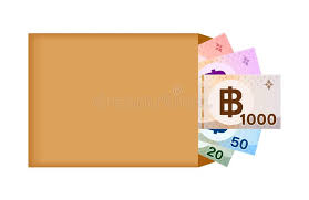 Thai Baht Banknote Money in Bag Paper Isolated on White, Thai Currency  Banknote THB Many in the Bag Paper Brown, Money Thailand Stock Vector -  Illustration of earnings, cash: 196279240