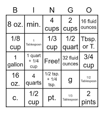 Check spelling or type a new query. Lcps Kitchen Equivalents Abbreviations Bingo Card