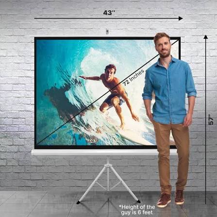 Pantalla de proyector portátil de 72", fácil de instalar, tela blanca mate, soporte de trípode – Pyle USA