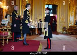Lieutenant General Dame Sharon Nesmith is made a Dame Commander of the  Order of the Bath by the Princess Royal at Windsor Castle, Berkshire.  Picture date: Tuesday April 23, 2024 Stock Photo