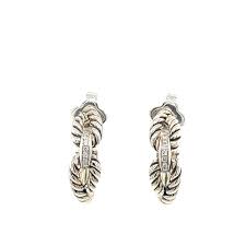 David yurman thoroughbred cigar cable earrings sterling silver & 14 karat gold metal: David Yurman Loop Hoop Earrings Sandler S Diamonds Time Columbia Sc Mt Pleasant