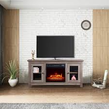 A neutral palette is the perfect backdrop. Electric Fireplace Tv Stands For Tvs Up To 51 Traditional Wood Tv Console With Electric Fireplace Insert Rustic Gray Finish Modern Farmhouse With Side Cabinets For Living Room Gray S8540 Walmart Com