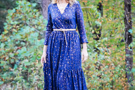 Navy And Gold Star Maxi Dress Outfit Great For Halloween Or The Holidays
