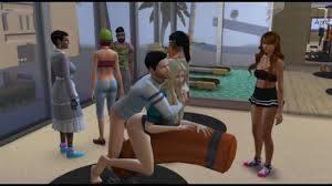 Public sex in the gym on the simulator 