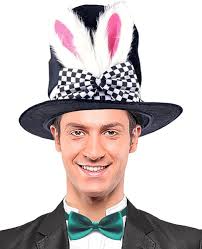 Theaque Cappello a cilindro con orecchie da coniglietto pasquale, cappello  nero in peluche per Halloween Cappellaio Matto Cosplay : Amazon.it: Moda