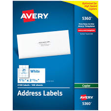 Each blank rectangle sheet includes 21 labels measuring 38mm x 63.5mm. Avery Address Labels For Copiers 1 1 2 X 2 13 16 2 100 Labels 5360 Avery Com