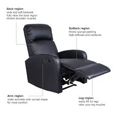 Black Pu Leather Recliner Massage Chair Sofa Manual Recliner Chair Sofa Seats Recliner Chair