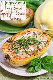 Healthy Twice Baked Spaghetti Squash Marinara Recipe Running In A Skirt Marinara Recipe Recipes Baked Spaghetti
