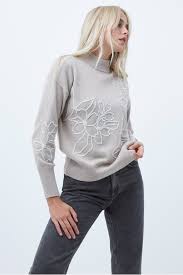 Floral embroidered yoke knit jumper black. Lami Flora Embroidered Knit Jumper Collections French Connection