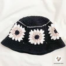 グラニースクエアデザインバケットハットキッズ （春夏向けグラニースクウェアのバケットハットの編み方 👒🧶Granny Square Bucket  Hat）