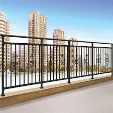 In this beautiful home, we can see how a modern glass railing systems works for a balcony hand in hand with the more traditional features of the house such as the colonnades, large wood beams and an awesome stone fireplace. China Modern Outdoor Lows Wrought Iron Balcony Railing Design Decorative Guradrail Fence China Railing Balustrade
