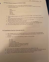The copper flame color is dependent on the presence of halide (i, f, br, or cl). Solved 114 Labo Qualitative Analysis 1 Flame Tests For V Chegg Com