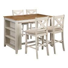 This bar table is crafted exquisitely to match the elegance of your stylish dining room, kitchen, bar, or patio. Osp Home Furnishings Century Dining Set With Table And 4 Stool In Antique White Finish Walmart Com Counter Height Dining Sets Osp Home Furnishings Wooden Dining Set