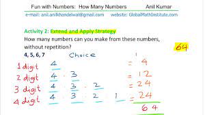 In the hundreds place, we'll then have 3 choices (1, 2, 3, 4, less the one taken for the thousands). How Many Combination Of Numbers Can You Make With 4 Digits Youtube