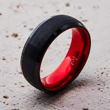 Embr Black Tungsten Ring Resilient Red Cool Wedding Rings Black Tungsten Rings Mens Wedding Rings