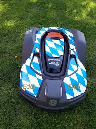 Weissblauer Rasenroboter Rasenroboter Roboter Rasen