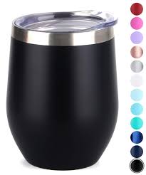 It has a unique bottom that grips to the table, so it won't fall over easily. Vacuum Insulated Double Wall Travel Coffee Mug Spill Proof For Cocktail Champaign Beer Stainless Steel Stemless Wine Glass Tumbler 12oz Black 12oz 2 Pack Wine Glasses Glassware Drinkware Urbytus Com