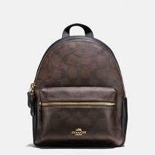 Black And Brown Coach Purse New Coach F58315 Mini Charlie Backpack In Signature Coated Canvas Brown Black Bags Leather Laptop Bag Backpack Bags