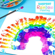 Gorgeous Handprint Rainbow Painting Kids Craft Room