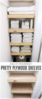It's often impractical to remove items in the front in order to reach items in the rear, and yet it seems wasteful to leave the back of deep shelves empty. Easy Pretty Plywood Shelves Jaime Costiglio Diy Closet Shelves Plywood Shelves Linen Closet Shelves