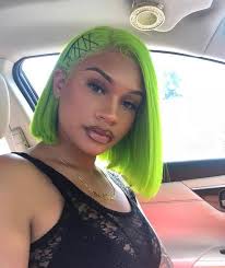 Black And Green Bob Wig Bob Wig Wild Green Natural Looking Straight 13 6 Lace Frontal Wig Wig Hairstyles Hair Styles Green Hair